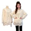 Mid-Length German Fleece Lace Patchwork Long Sleeve T-shirt - Women's Thickened Base Layer, Autumn/Winter 2026 Collection.