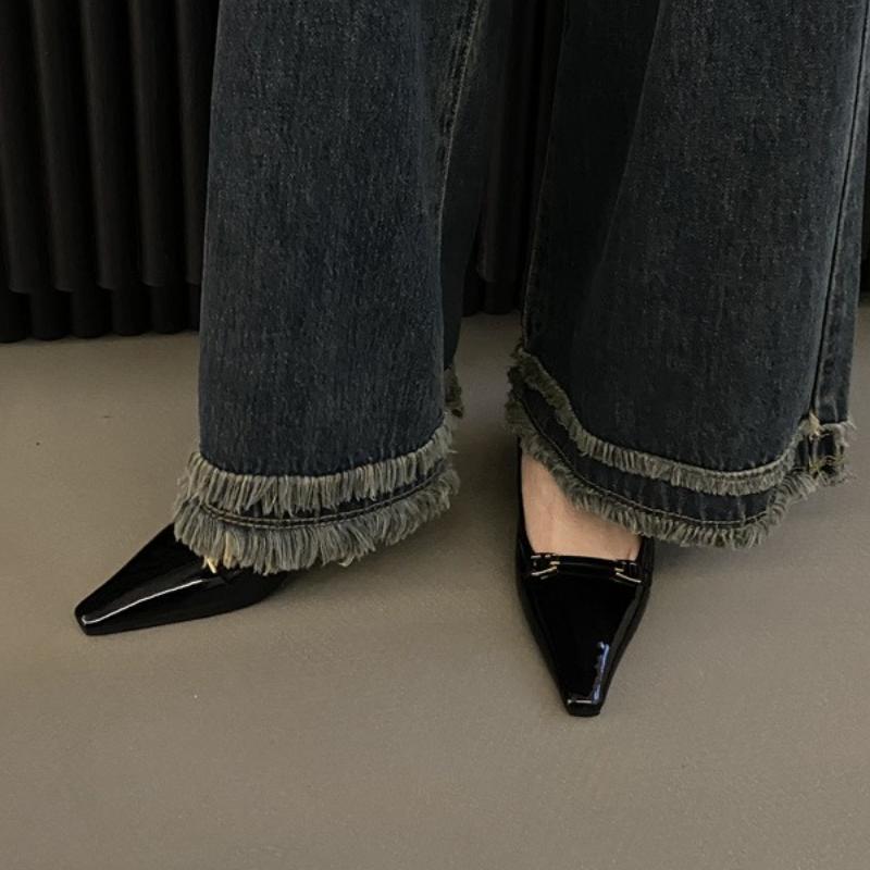 Black Women Flats Slingbacks Sandals Fashion Pointed Toe Pumps Soft Sole Slip-on Casual Thin Shoes Comfortable Lady Work Shoes