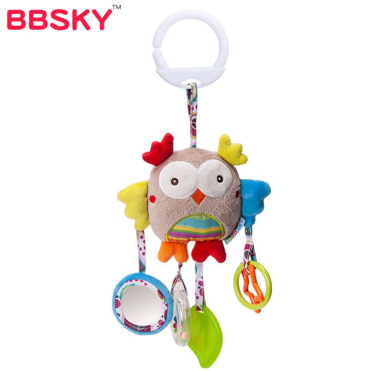 BBSKY Adorable Cartoon Animal Baby Crib Mobile & Teething Plush Rattle Toy
