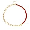 Hip Hop Zircon Paperclip Splicing Titanium Steel Clavicle Necklace For Women