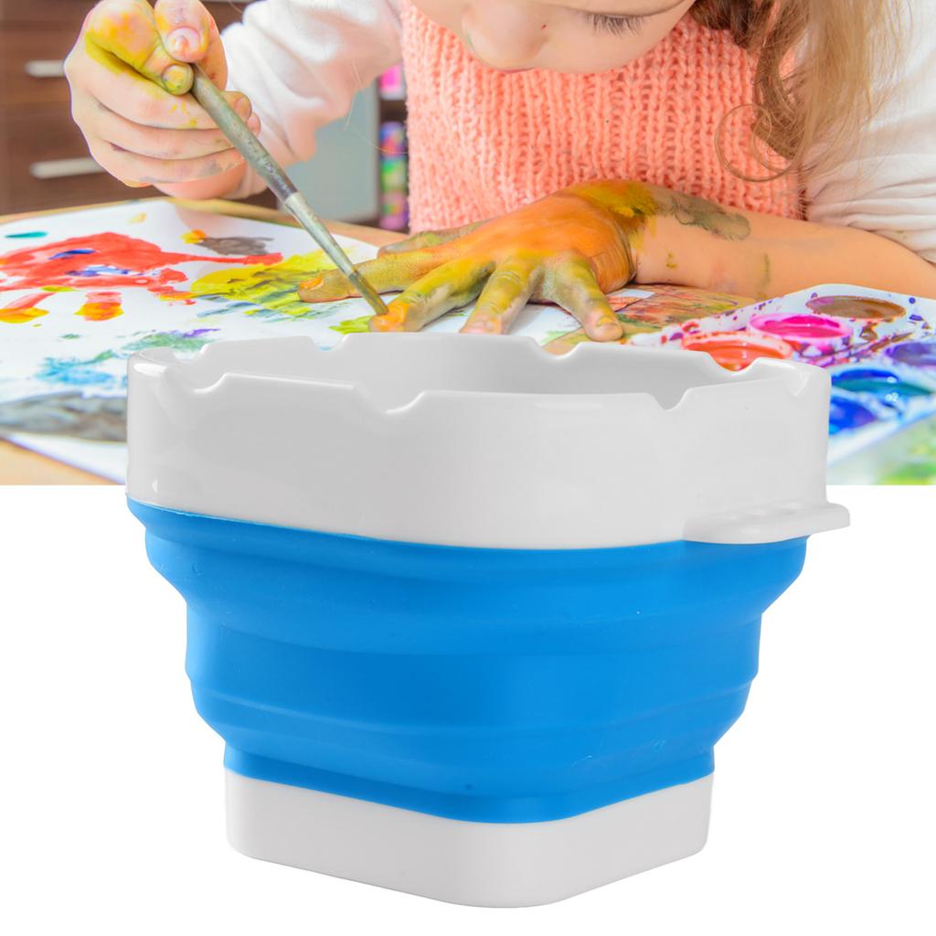 Collapsible Paint Brush Washer Professional Thickened Bottom Silicone Paint Brush Bucket for Beginners with Scrubbing Board