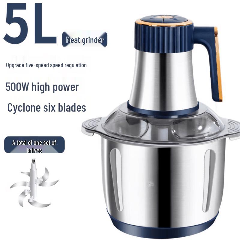 ZISIZ 5L Stainless Steel Electric Meat Grinder & Food Processor