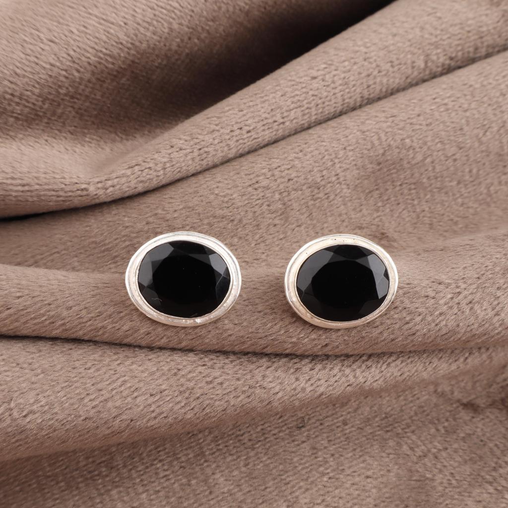 Black Onyx 925 Solid Sterling Silver Earrings, Handmade Gemstone Jewelry Earrings For Memorial Day