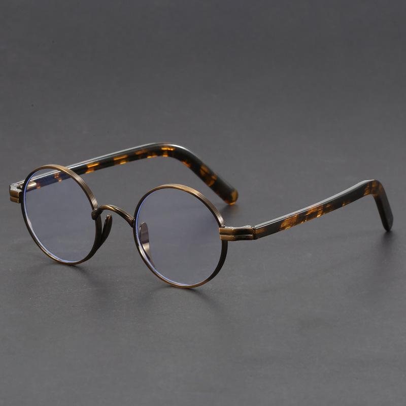 Luxury Metal Round Frame Anti Blue Light Glasses Men Vintage Blue Light Protection Eyeglasses HighQuality Computer Plain Glasses