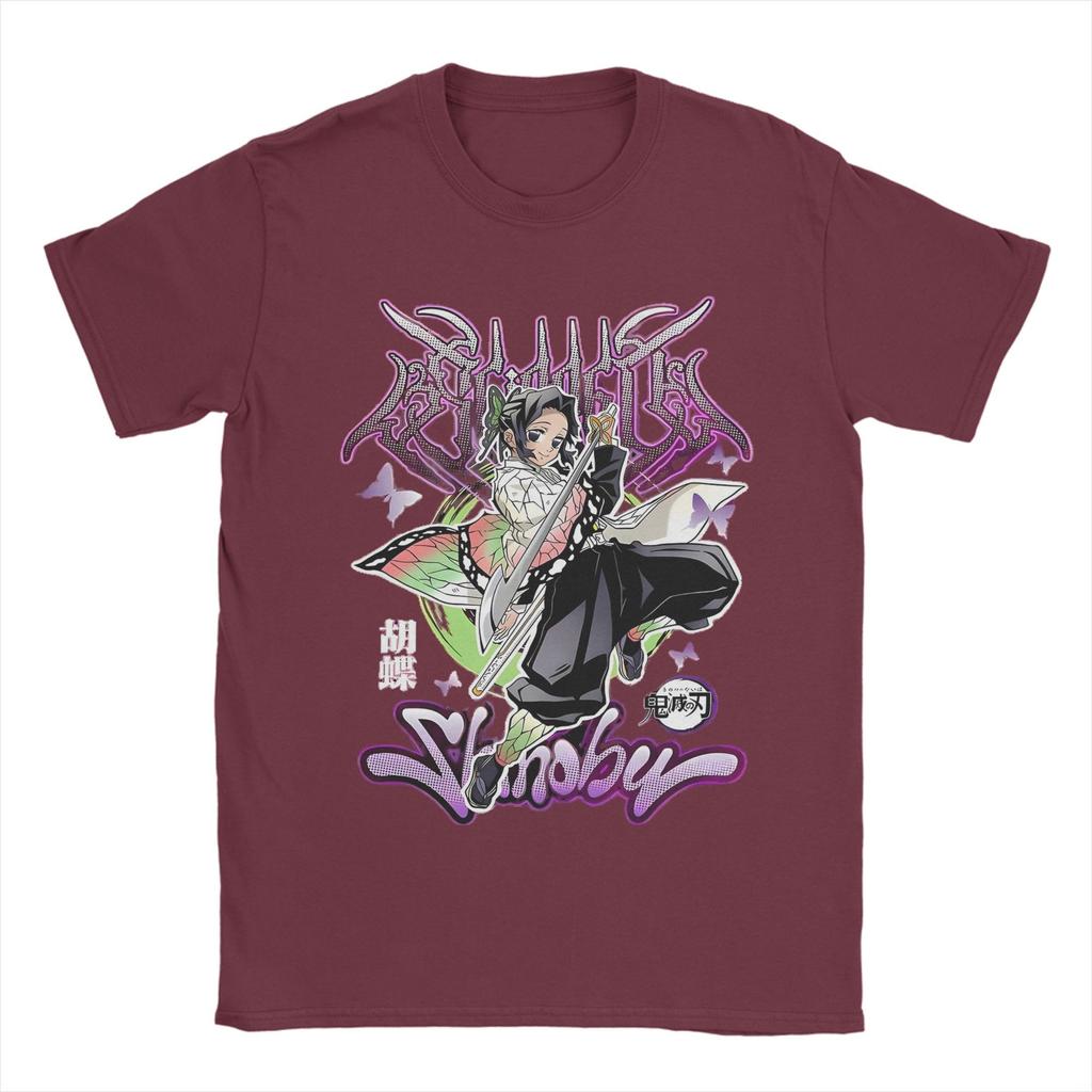 Men T-Shirt Shinobu Kocho Demon Slayer Funny 100% Cotton Tees Short Sleeve T Shirts Round Collar Clothing Gift Idea