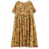 Loose and Thin Retro Swing Round Neck Short Sleeve Long Dresses