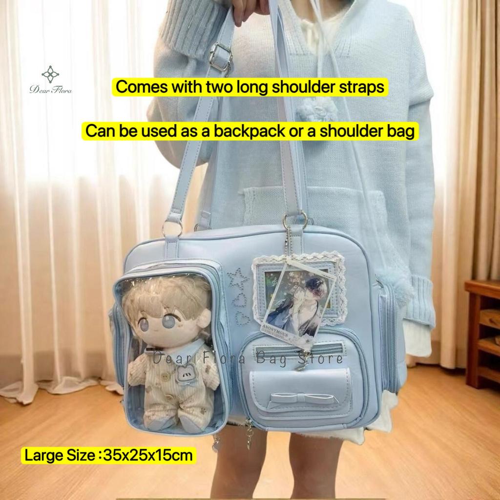 Neuer Y2K Süßer Itabag Comic-Ausstellung Rucksack mit großem Fassungsvermögen Süßes Mädchen Transparente Umhängetasche DIY Abzeichen Display Umhängetasche