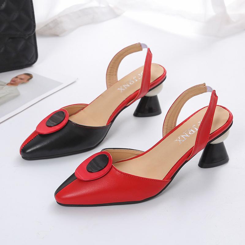 

Fashion Color Block Fashion Summer High Heel Sandals Special Heel Black and White Sandals Red and Black Fashion Plus Size Women s Shoes 43 красный