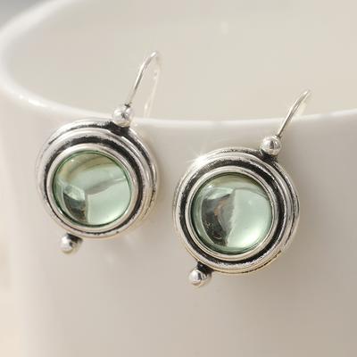 Kiváló Elegáns Zöld Kő Kerek Medálos Fülbevaló Nőknek Vintage Ezüstözött Napi Sokoldalú Ékszer Kiegészítők Ajándékok