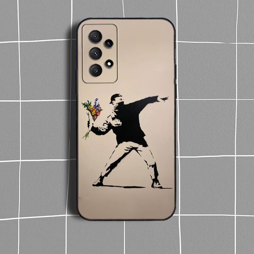 G-Graffiti A-Artist Banksy-S Phone Case For Samsung Galaxy A 91,80,73,72,71,53,52,51,22,5G Shockproof Soft Black Cover