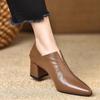 Soft leather high-heeled single shoes women's 2025 new sexy pointed middle heel dress to work professional work versatile shoes