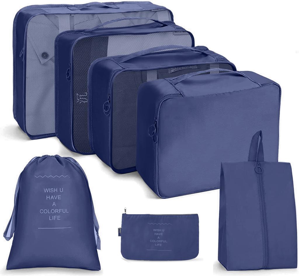 Travel Storage Bag Set Six-Piece Set Seven-Piece Eight-Piece Set Folding Toilet Bag Clothes Storage Bag Bundle Travel Bag