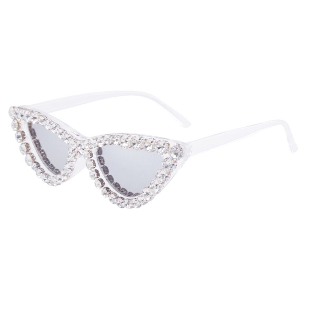 Cat'S Eye Frame Rhinestone Decoration Sunglasses Sun-Protective Photos Decoration Travel Sunglasses Outdoor Black Shades Glasses