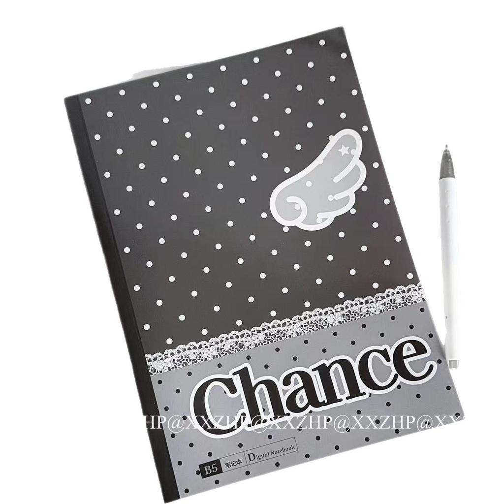 B5 Saddle-Stitched Korean-Style Journal - Polka Dot, Bow & Four-Leaf Clover Design for Students
