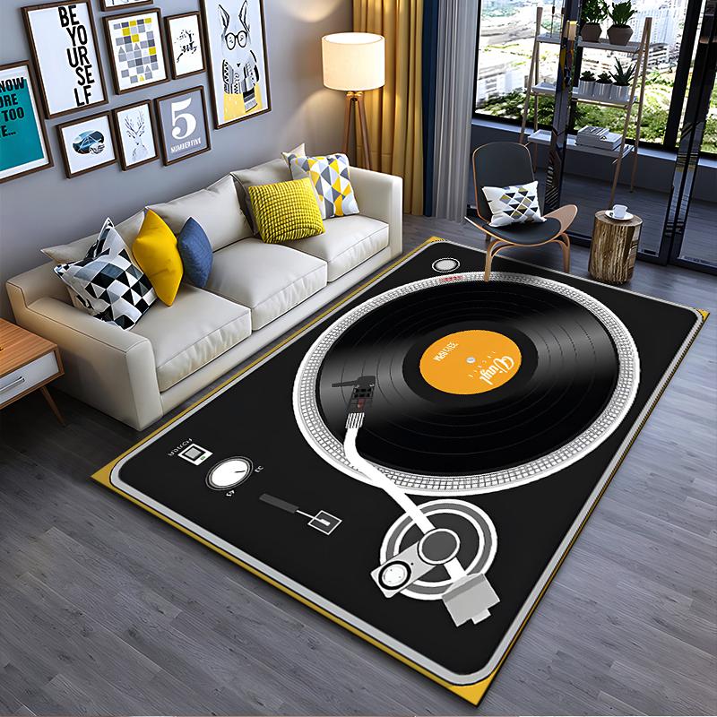 Retro Vinyl Record Design Rug Non-slip Rug Suitable for Living Room and Bedroom Sofas.