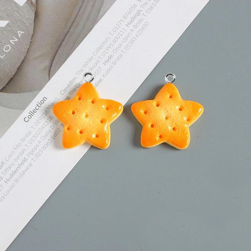 10pcs Simulated Cookies Charms Pendant Resin Food Charms For Jewelry Making Accessories DIY Earrings Necklace Keychain