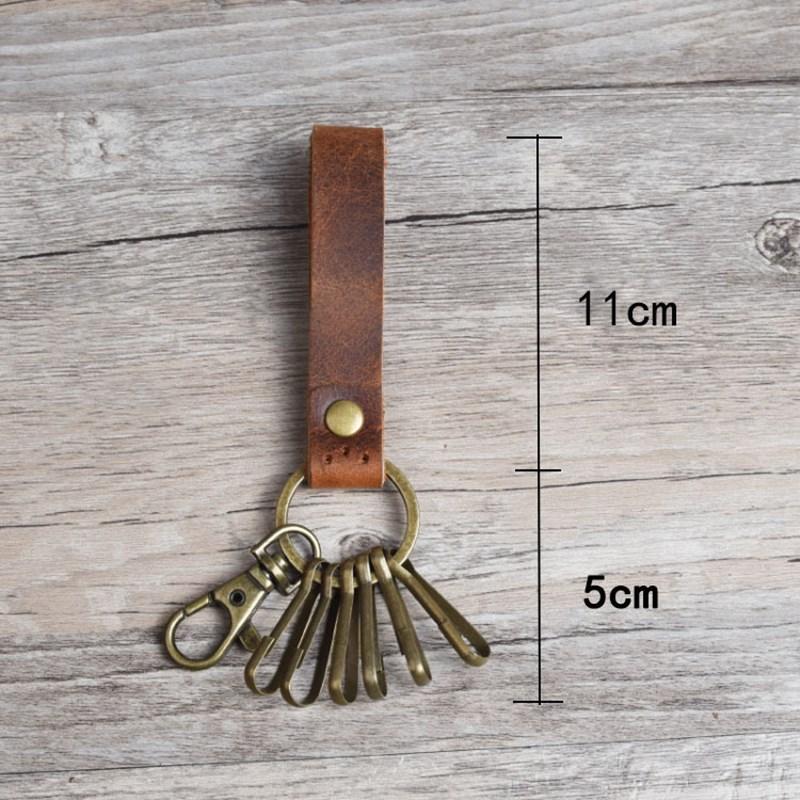 1 Pcs High Grade Man Women Leather Bronze Buckle Keyring Keychain Cowhide Vintage Creative Gift Phone Rope Lanyard