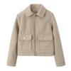 TAOP&ZA Early Spring Soft Jacket with Zipper Detail and Turn-Down Collar, Long Sleeve, Short Outerwear