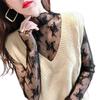 Lace Bottoming Shirt for Women, Spring and Autumn Style, Hollow Long-sleeved Mesh Top, Fashionable Inner Top