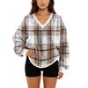 Women's V-Neck Sweatshirt Plush Solid Color Casual Fashion Long Sleeve With Pocketed Pullover Top