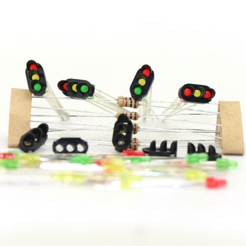 LED Traffic Signal Lights, 3-Light Type, Pack of 10, for Model Trains, Buildings, Dioramas, and Other Diorama Activities, Educational, and DIY