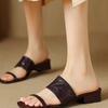 Thick heel with slippers for women's outer wear summer 2025 new low-heeled open-toed square-headed Roman sandals