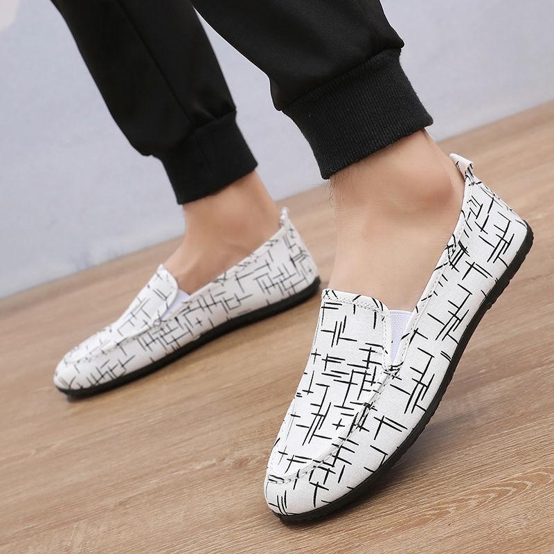 Sommar Andningsbara Herrskor Man Gamla Peking Canvas Skor Herrskor Koreanska Skor Casual Latskor Platt Häl Körskor