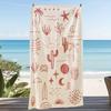 Hand Drawn Beach Elements Polka Dot Towel, Super Soft Fast Drying for Beach Pool Swimming
