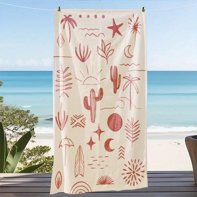 

Hand Drawn Beach Elements Polka Dot Towel, Super Soft Fast Drying for Beach Pool Swimming W30*H60(CM)