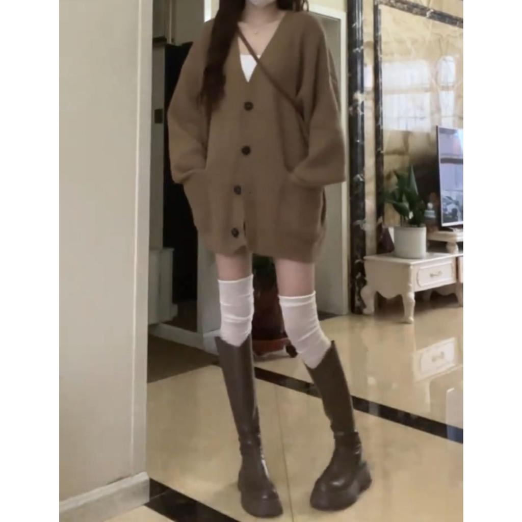 Korean V-neck Lazy Style Cardigan, Japanese Minimalist Sweater, Women's Spring, Autumn, Winter Casual Loose Knit Sweater