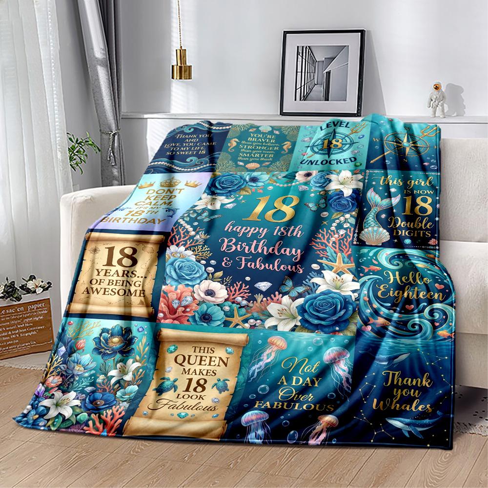 Süße 18. Geburtstags-Flaneldecke - Weich und geeignet für Sofas, Betten, Büros, Reisen, alle Jahreszeiten, tolles Geschenk für Feiertage und Geburtstage.