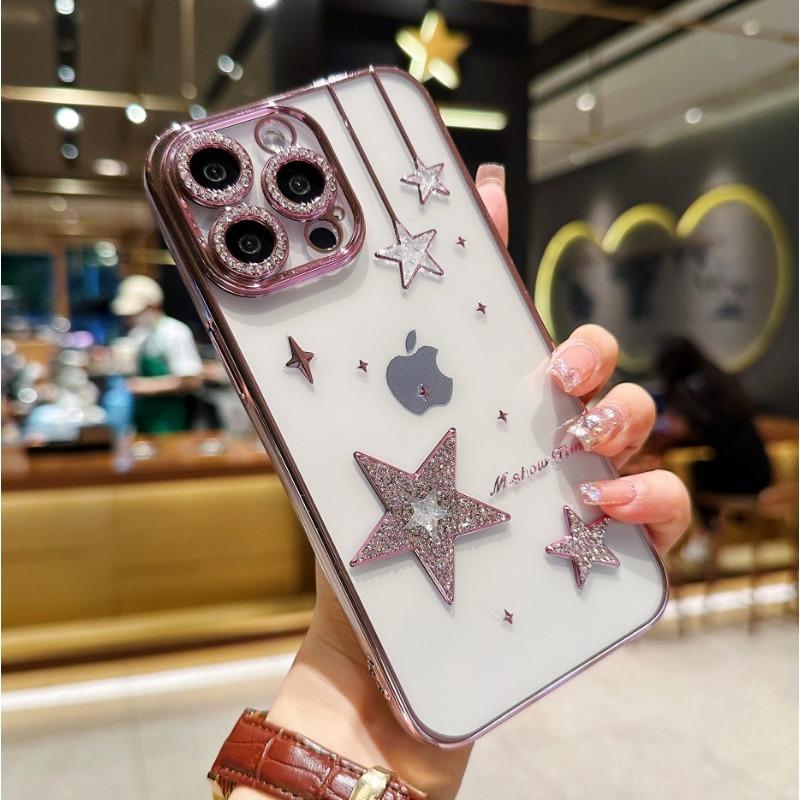 

Подходит для iPhone 16 Метеор Электропокрытие Чехол для мобильного телефона Стразы Apple 15proMax Полное покрытие Противоударный 14 Защитный чехол для женщин iPhone16plus розовый