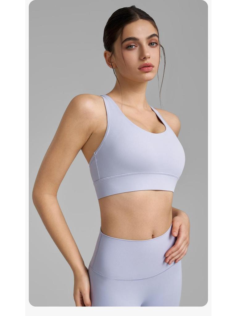 Two-Piece Women's High-Intensity Sports Bra & Yoga Set - Anti-Roll, High Elastic, Nude Feel