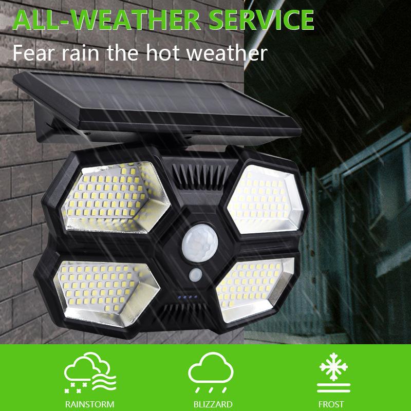 Outdoor Solar Light Split Waterproof Human Body Induction Solar Wall Light Spotlight Safety Light Adjustable Solar Panel for Garden Garage