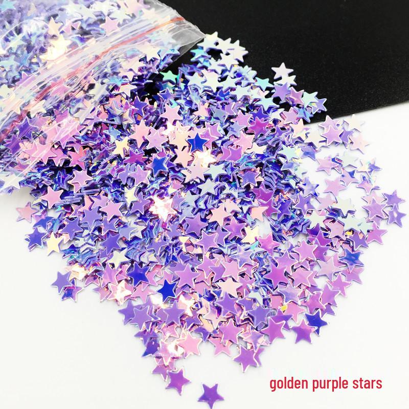 10g Gold Star & Flower Sequin Glitter Beads for DIY Crystal Mud & Nail Art