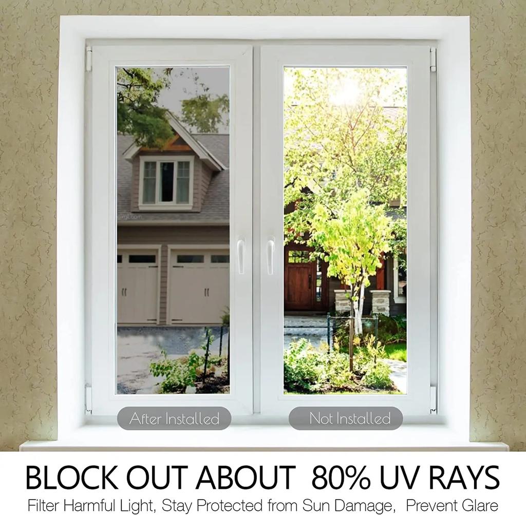 Privacy Window Film One Way Mirror Glass Tint Heat Regulation Sun Uv Blocking Sliding Door Reflective Self Adhesive For Home X