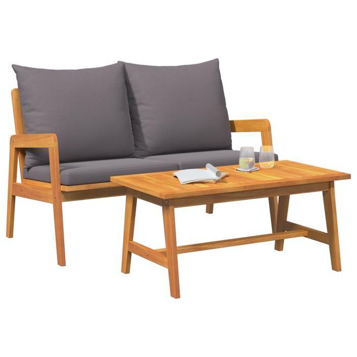 VidaXL Ensemble de bistro 2 pièces avec coussins - En bois d'acacia massif 4106462