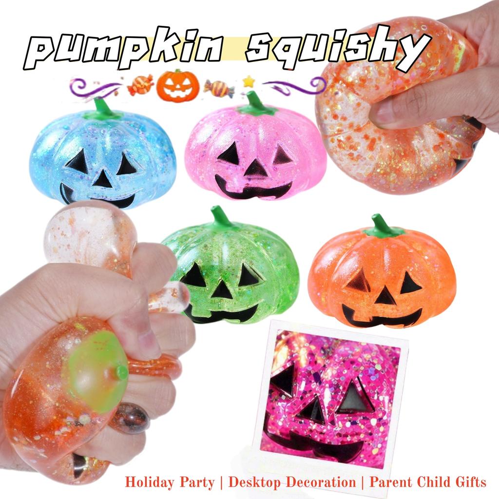Squishy Maltose Halloween Kürbis Stressball Fidget Sensorisches Spielzeug für ADHS Autismus Langsamer Rückprall Quetschspielzeug Erwachsene Halloween Geschenk