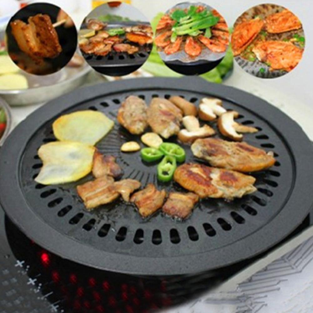1PC For Indoor Grilling Smoke Free BBQ Griddle Pan Nonstick Roasting with Drip Tray for Stovetop Oven Use Barbeque Kitchen Tool