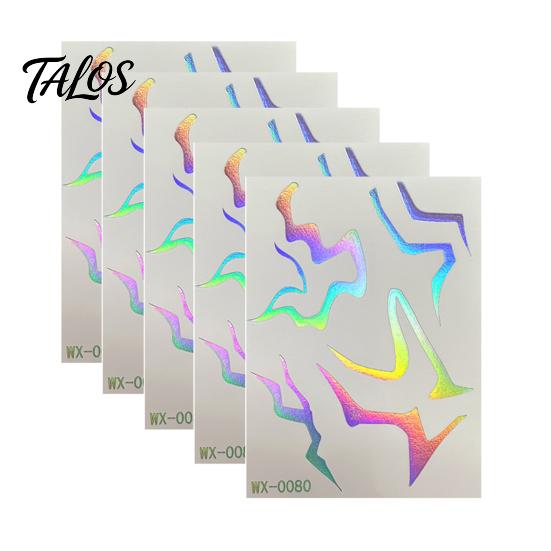 Talos 5 Sheets Holographic Lightning Tattoos, Waterproof Flash Temporary Stickers, Full Color Body Art for Festival Party