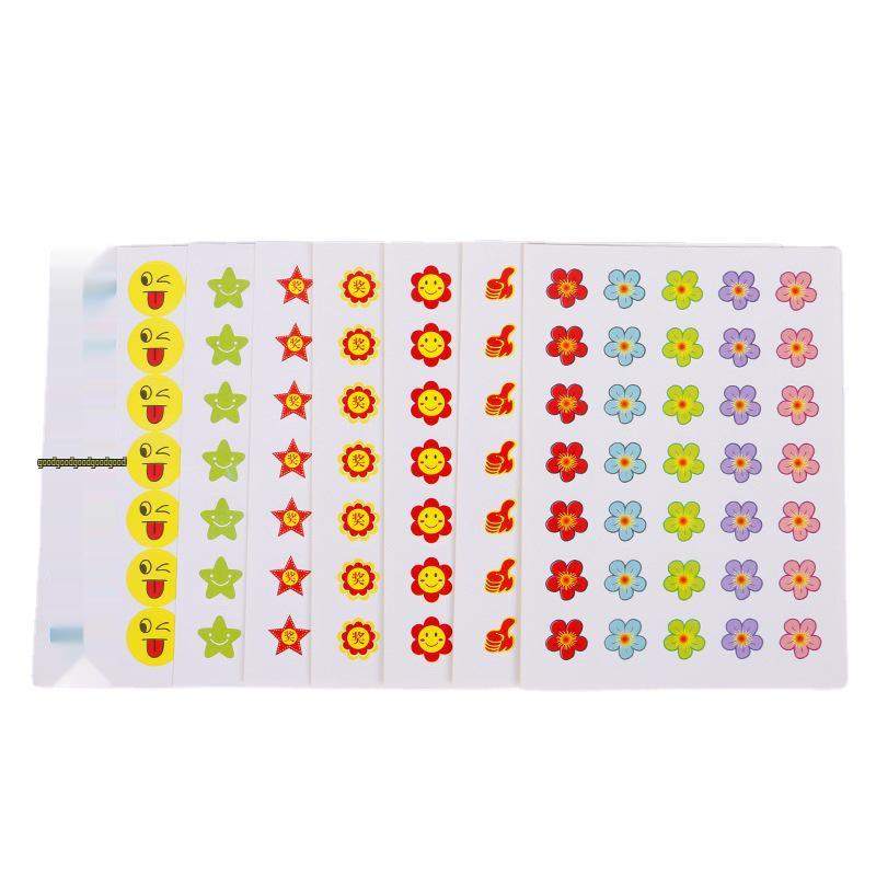 Children's Reward Stickers: Self-Adhesive, Red Flower, Thumbs Up, Smiley Face, Cartoon Designs for Primary School and Kindergarten.