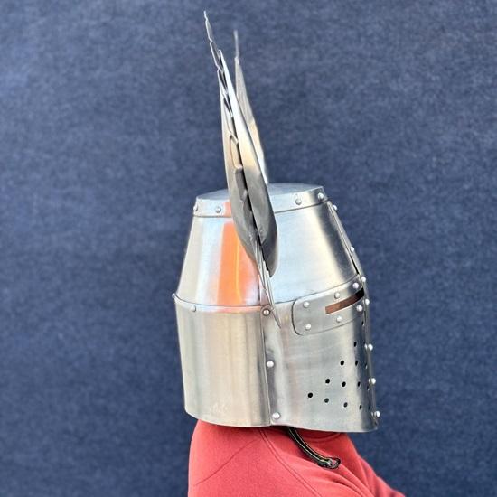 Medieval Horned Teutonic Knight Reenactment Great Helmet Medieval LARP, Cosplay, Costume , Display Best Gift for Love