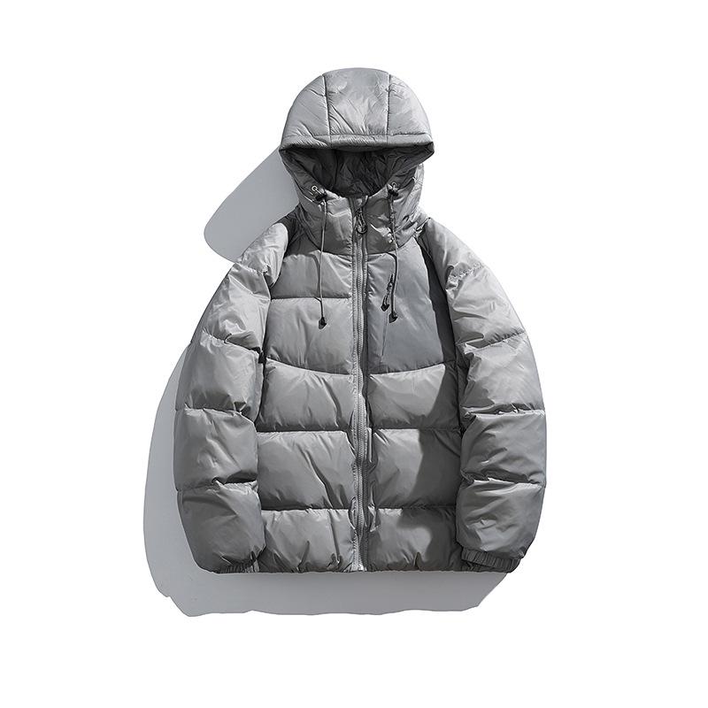 ACU Men's Japanese-Style Outdoor Windproof Down Jacket: Warm, Oversized, Hooded, Nylon, Solid Color.