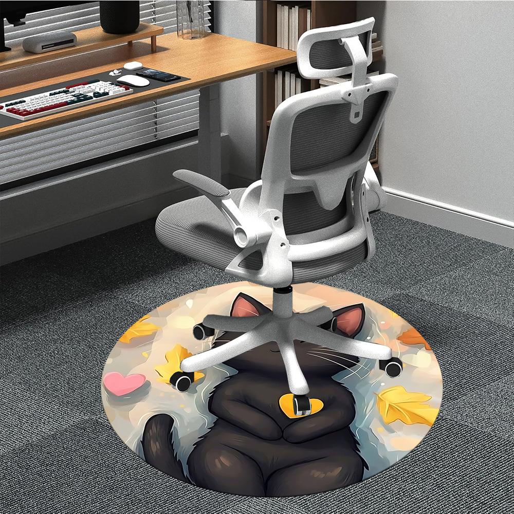 

1pc Cat Heart Office Round Area Rug, Under Office Chairs Bedroom Living Room Home Decor, Room Deco, Available in Various Sizes 167 80cm by 80cm
