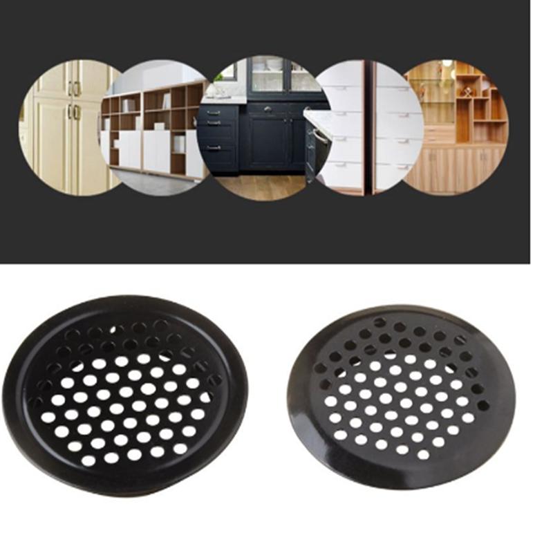 10pcs Wardrobe Cabinet Mesh Hole Black Air Vent Louver Ventilation Cover Stainless Steel Black  Cupboard Air Vent Pest Control