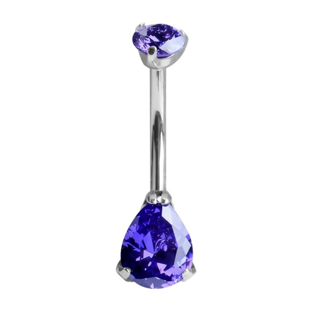 Zircon Stone Titanium Belly Button Ring G23 Titanium Dangle Curved Barbells Navel Piercing