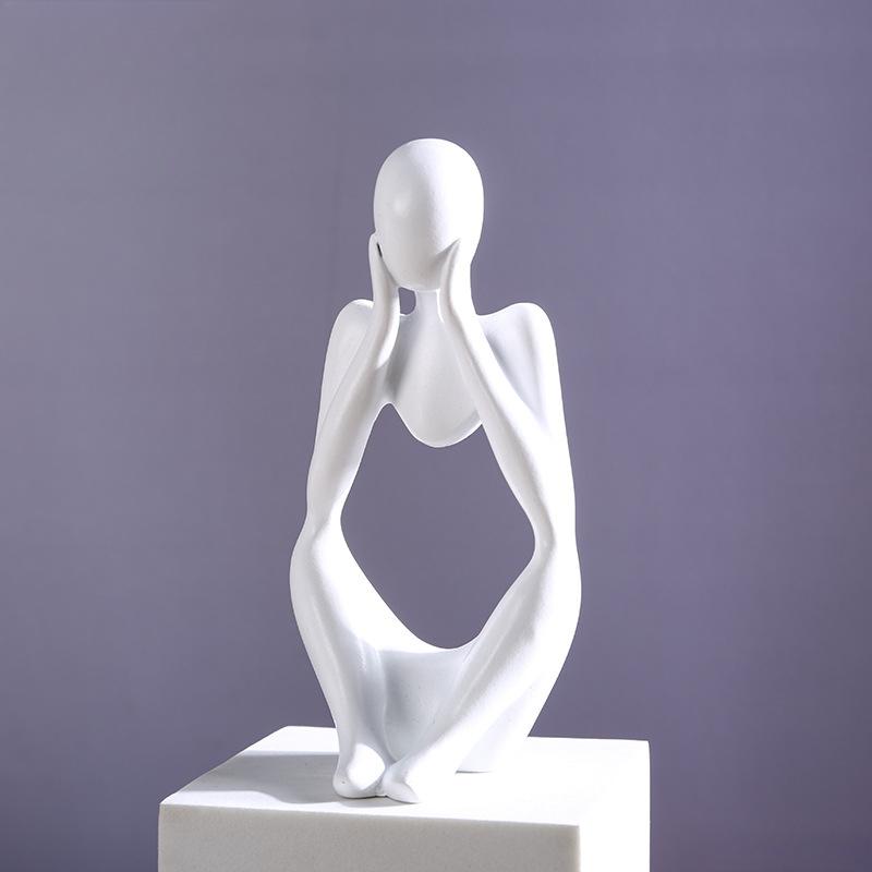 Y Mini Abstract Thinker Statue - Modern Resin Sculpture for Home Decor & Living Room Creative Figurine for Bookshelf Office Desk