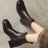 Fashion Square Head  Women's Autumn and Winter New High-end Niche Thick Heel Super Fire High Heel Boots