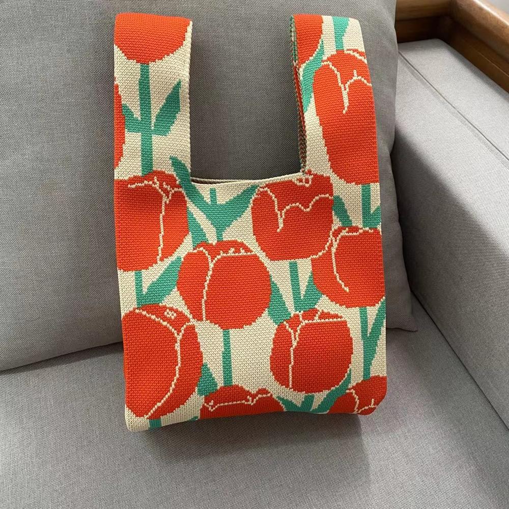 Минималистская корейская цветочная вязаная сумка женская сумка через плечо модная вязаная крючком сумка женская женская тканая сумка для покупок женская сумка