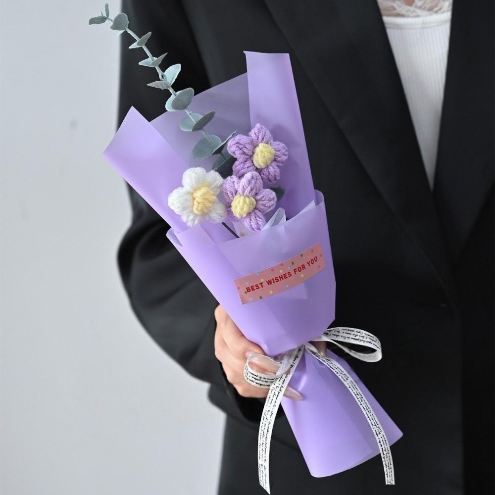 LED Lights Crochet Flowers Bouquet Glowing Eternal Simulated Flowers  Wedding Decor